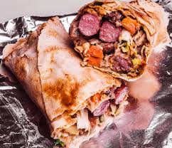 Beef shawarma with two Hot dog 